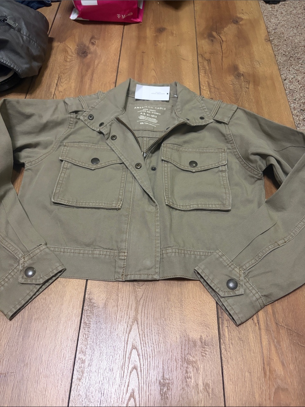 American Eagle Outfitters Olive Utility Jacket - Women's Cropped Field Jacket